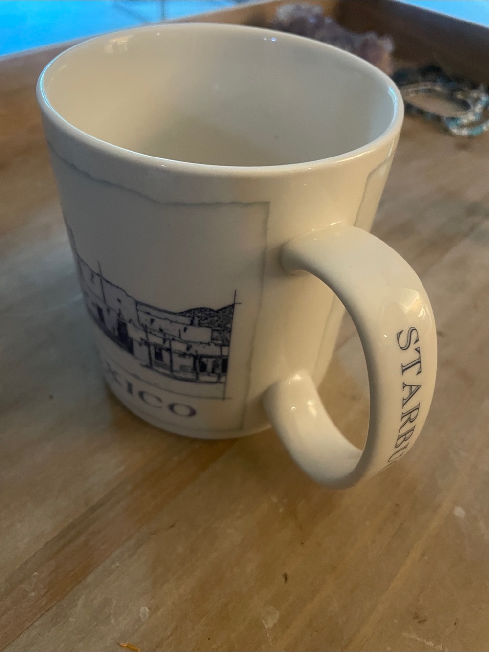 Starbucks White and Blue Mexico City Illustration Mug